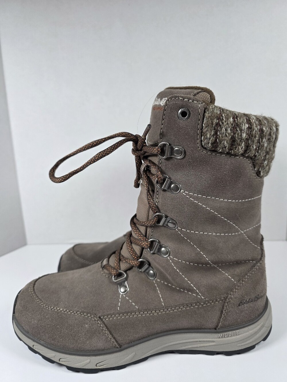 Eddie Bauer Laurel Mid-Calf Brown Lace-Up Waterproof Winter Boots